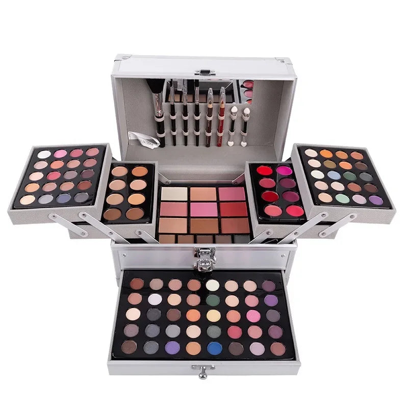 All-in-One Makeup Gift Set for Women β Complete Beauty Kit with Face Powder Eyeshadow Palette Lipstick Makeup Brushes Highlighter Bronzer