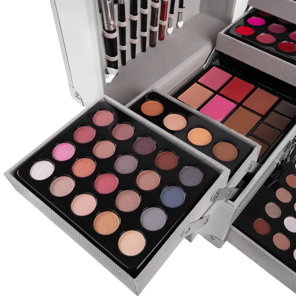 All-in-One Makeup Gift Set for Women β Complete Beauty Kit with Face Powder Eyeshadow Palette Lipstick Makeup Brushes Highlighter Bronzer