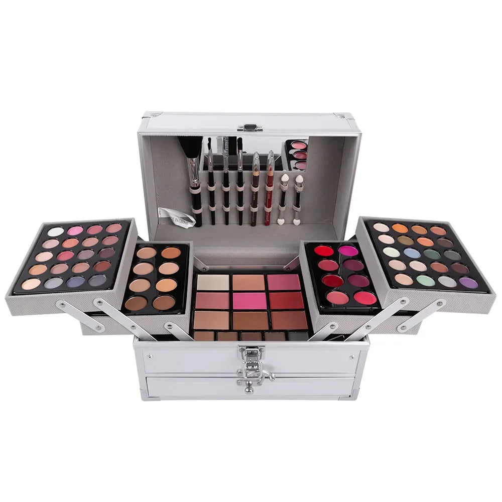 All-in-One Makeup Gift Set for Women β Complete Beauty Kit with Face Powder Eyeshadow Palette Lipstick Makeup Brushes Highlighter Bronzer