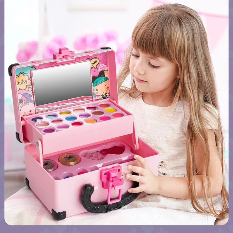 Sam Bam Kids’ Princess Makeup Playset – Safe & Washable Pretend Cosmetics Kit Girl Toy Play Set Lipstick Eye Shadow Safety Nontoxic Kit Toy Kid