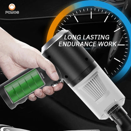 PCMOS PowerClean 120W – Wireless High-Performance Vacuum for Home & Car (Black)