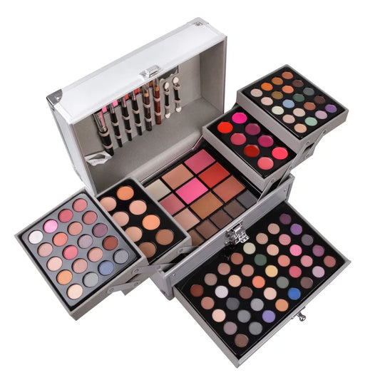 All-in-One Makeup Gift Set for Women – Complete Beauty Kit with Face Powder Eyeshadow Palette Lipstick Makeup Brushes Highlighter Bronzer